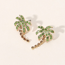 Stone Paved Palm Tree Earrings