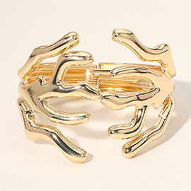 Two Tone Metal Abstract Branch Hinged Bracelet