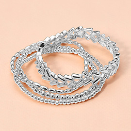 4PCS - Metal Beaded Stretch Multi Layered Bracelets