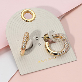 18K Gold Dipped Stone Paved Hoop Earrings