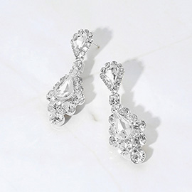 Teardrop Stone Cluster Dangle Evening Earrings
