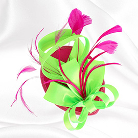 Bow Feather Mesh Fascinator Hair Clip Headband