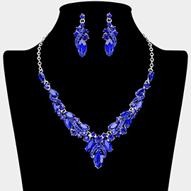 Marquise Cluster Embellished Evening Necklace