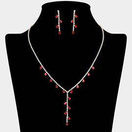 CZ Teardrop Cluster Pointed Rhinestone Paved Y Shaped Necklace