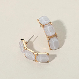Triple Stone Cluster Earrings