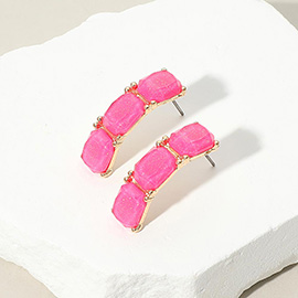 Triple Stone Cluster Earrings