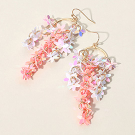 Flower Sequin Embellished Drop Dangle Earrings