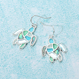 Sea Glass Turtle Dangle Earrings