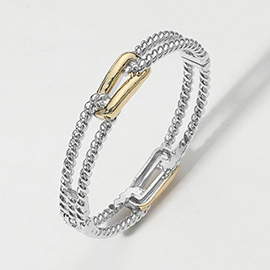 Two Tone Rope Hinged Bangle Bracelet
