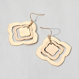 Geometric Quatrefoil Metal Plate Concentric Dangle Earrings