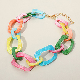 Celluloid Acetate Chunky Abstract Link Necklace