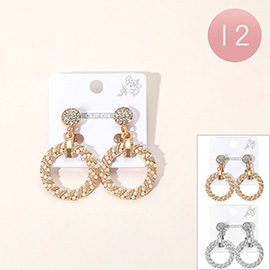 12Pairs - Pearl Embellished Door Knocker Clip On Earrings
