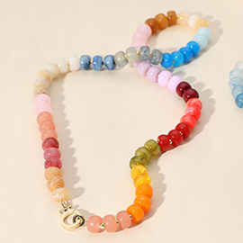 Natural Stone Metal Ball Beaded Necklace