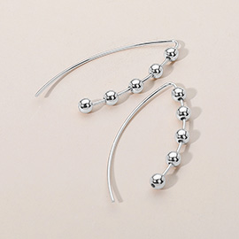 Metal Ball Accented Curved Drop Earrings