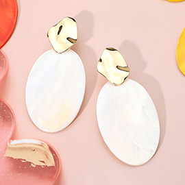 Mother of Pearl Oval Plate Dangle Earrings
