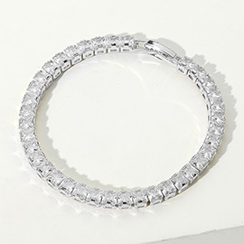 Square CZ Stone Tennis Chain Evening Bracelet