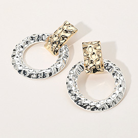 Two Tone Textured Metal Door Knocker Earrings