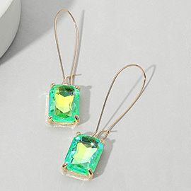 Emerald Cut Stone Dangle Evening Earrings