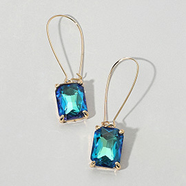 Emerald Cut Stone Dangle Evening Earrings