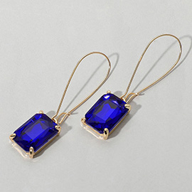 Emerald Cut Stone Dangle Evening Earrings