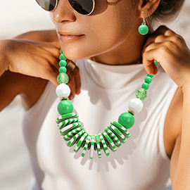 Chunky Resin Stripe Beaded Necklace