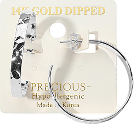 14K Gold Dipped Hypoallergenic Textured Hoop Earrings