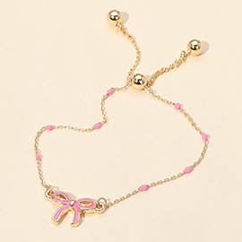 Enamel Bow Dainty Adjustable Cinch Pull Tie Bracelet