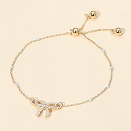 Enamel Bow Dainty Adjustable Cinch Pull Tie Bracelet