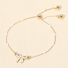 Enamel Bow Dainty Adjustable Cinch Pull Tie Bracelet