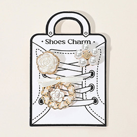 3PCS - Pearl Flower Bow Shoe Deco Charm Pin Set
