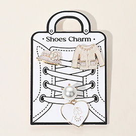 3PCS - Pearl Jacket Hat Heart Shoe Deco Charm Pin Set