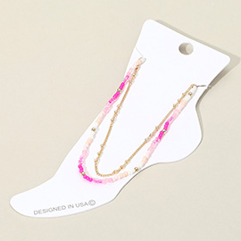 Seed Beaded Dainty Chain Layered Anklet