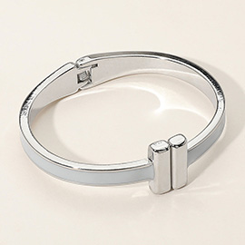 Metal Bar Tip Enamel Hinged Bangle Bracelet