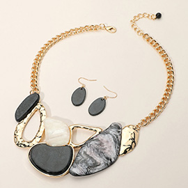 Abstract Celluloid Acetate Plate Pointed Statement Necklace
