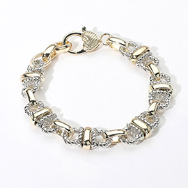 14K Gold Plated Two Tone Rope Chain Link Bracelet