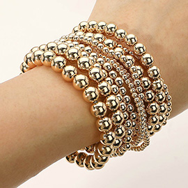 13PCS - Metal Ball Beaded Stretch Multi Layered Bracelets