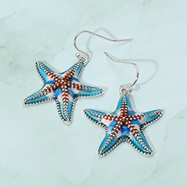 Enamel Starfish Dangle Earrings