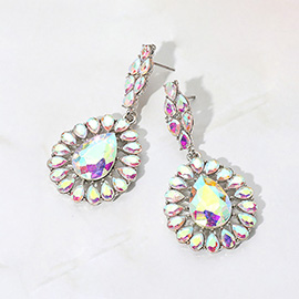 Teardrop Stone Accent Dangle Evening Earrings