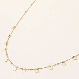 SECRET BOX_Stainless Steel Disc Charm Station Necklace