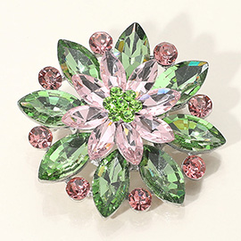 Marquise Stone Accented Flower Pin Brooch