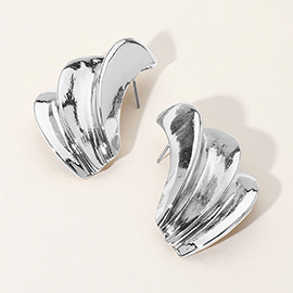Abstract Sculpted Fan Metal Earrings