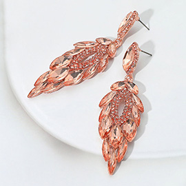 Marquise Stone Cluster Embellished Dangle Evening Earrings