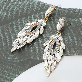 Marquise Stone Cluster Embellished Dangle Evening Earrings
