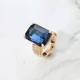 Emerald Cut Stone Adjustable Ring