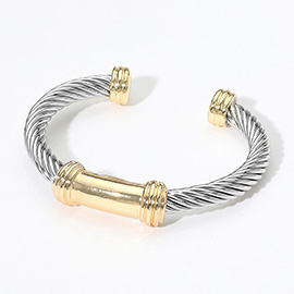 Two Tone Metal Cuff Bracelet