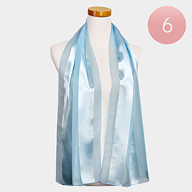 6PCS - Sheer Satin Striped Lightweight Scarf