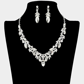 Marquise Stone Cluster Rhinestone Embellished Necklace