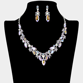 Marquise Stone Cluster Rhinestone Embellished Necklace
