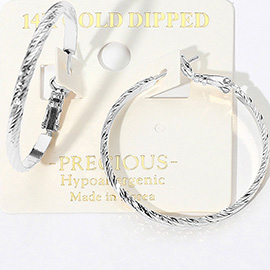 14K Gold Dipped Hypoallergenic Textured Hoop Earrings