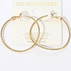 14K Gold Dipped Hypoallergenic Textured Hoop Earrings